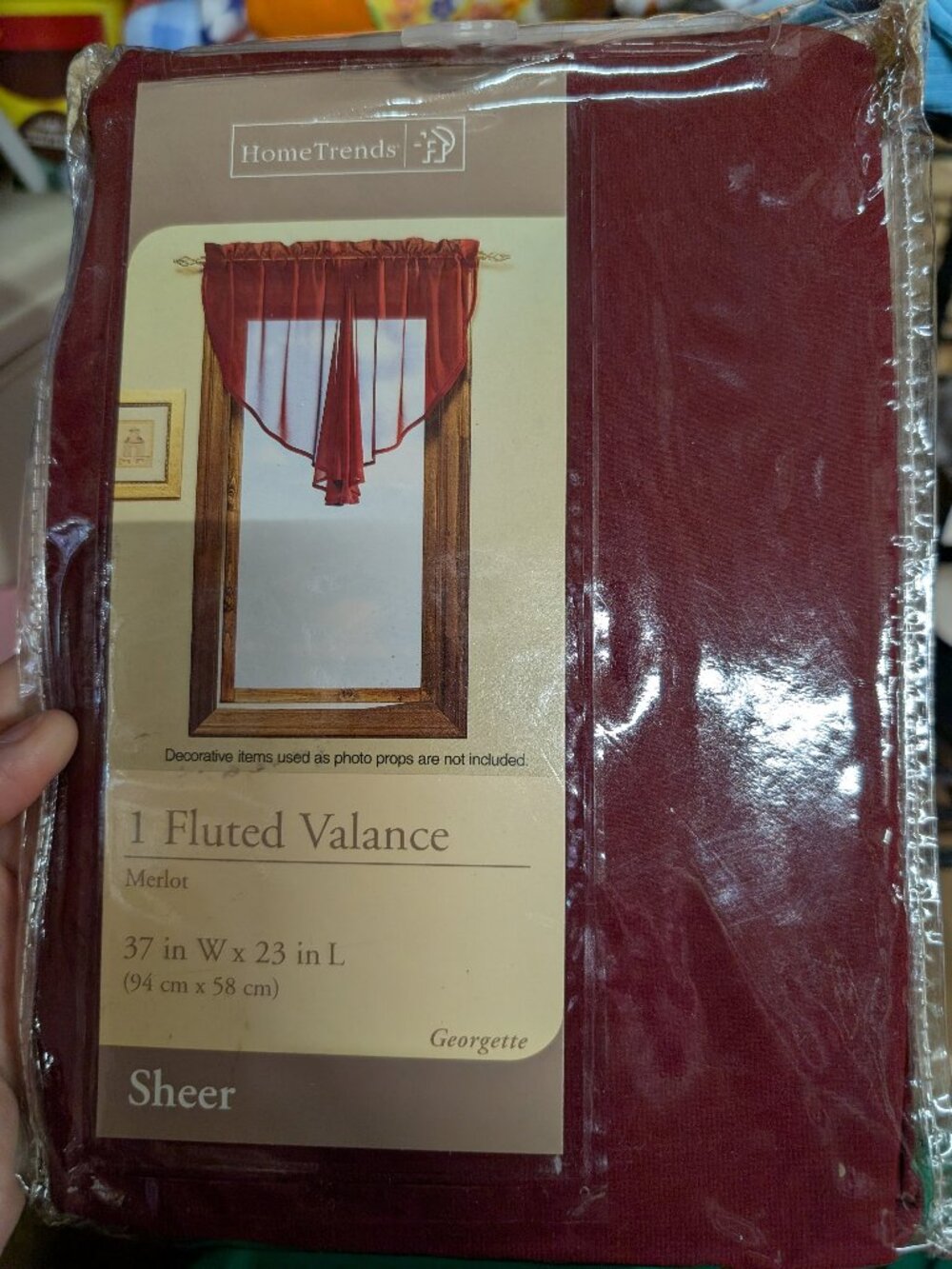 HomeTrends Fluted Valance Merlot 37x23 Sheer Curtain